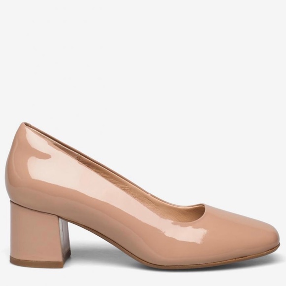 Clarks Sheer 55 Praline Patent Court Shoes Nude Leather Block Heel Pumps 7.5 - Picture 16 of 16